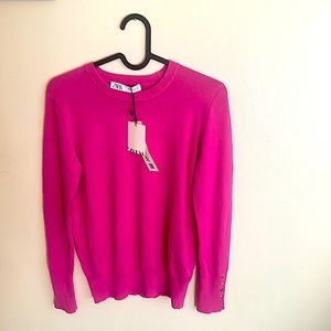 Zara new with tags pink/fuchsia sweater with gold buttons on sleeves